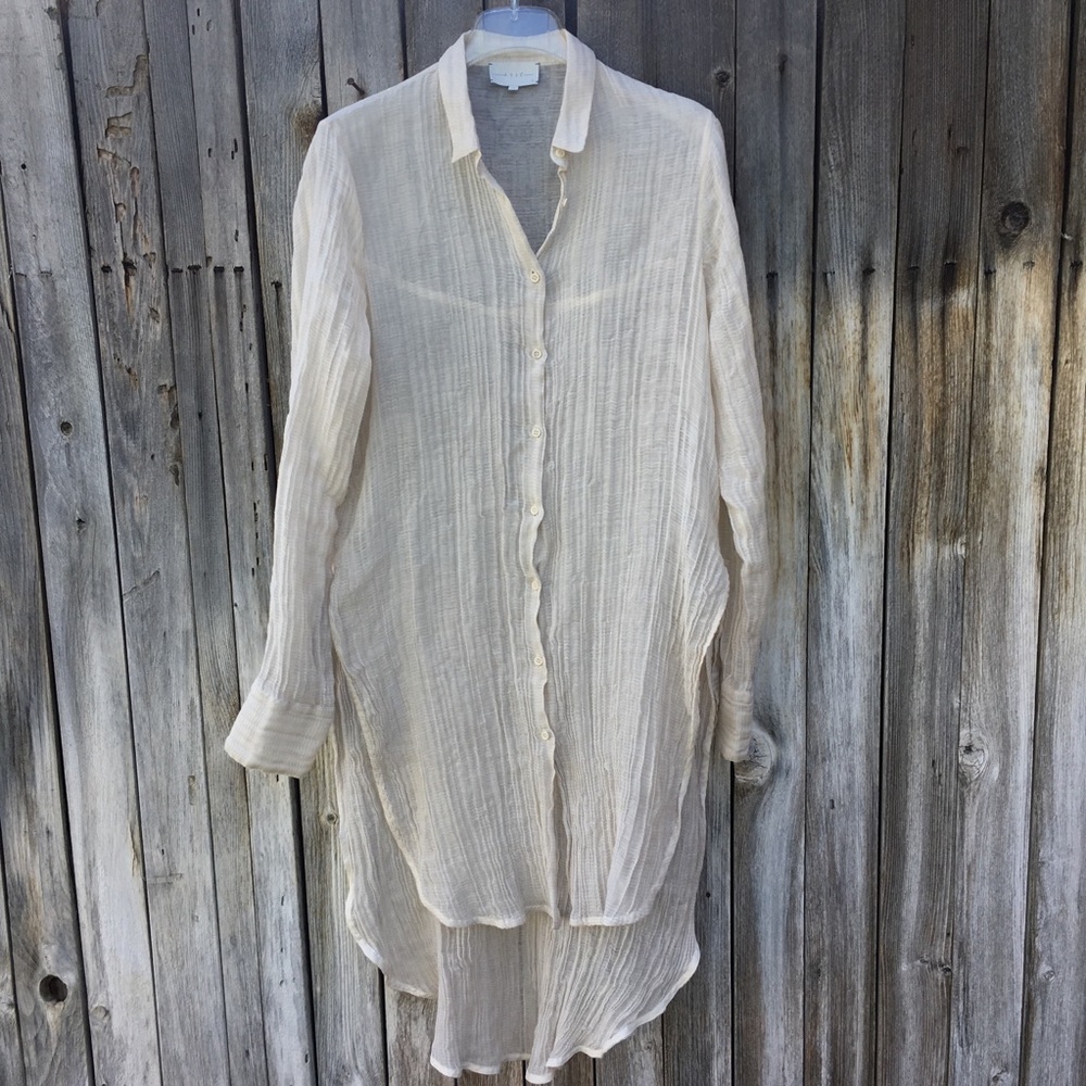 Arje Pleated Tie Front Blouse Cream L - Picture 2 of 12